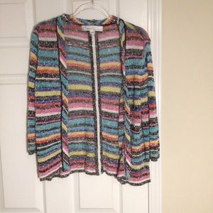 Curio Multi Color Stripe Open Cardigan Size XL